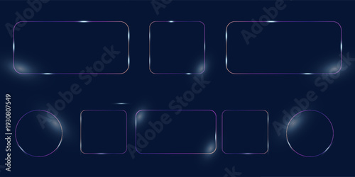 Rangkaian Bentuk Gradien Glassmorphism 3D. Ilustrasi vektor.