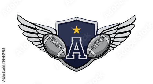 American Football Team Logo Design with Wings and Shield.