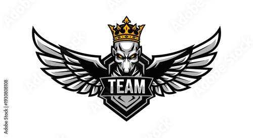 Elegant silver eagle emblem with crown and wings, symbolizing team strength and leadership.