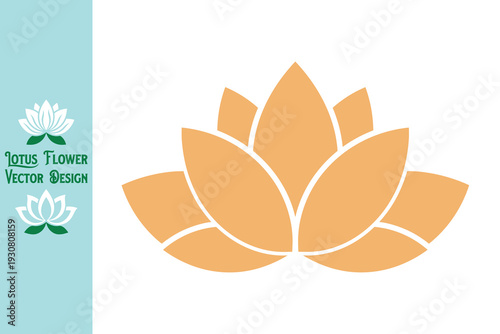 Vector illustration of a lotus. Warm yellow lotus flower silhouette with layered petals. Minimalist floral icon for sunshine, positivity, and spiritual wellness branding. Clean symbol. Vector 