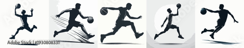 Vector Illustration of Silhouette of a Man Playing Basketball