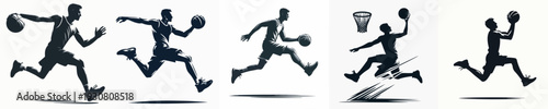 Vector Illustration of Silhouette of a Man Playing Basketball