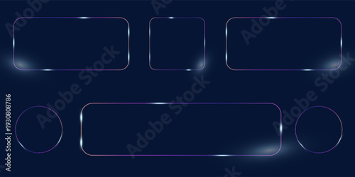 Rangkaian Bentuk Gradien Glassmorphism 3D. Ilustrasi vektor.