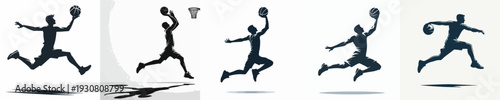 Vector Illustration of Silhouette of a Man Playing Basketball