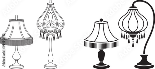 Variety of Decorative Lamps - Vintage and Art Nouveau Style Table Lamps