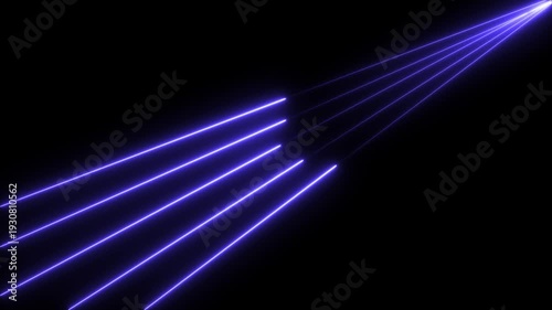 Purple Neon Light Beams Streaking Across Black Background