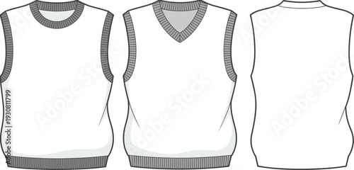 Three White Tank Tops with Gray Stripes and a Plain White Tank white clothing apparel