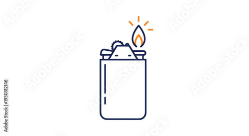 Lit Cigarette Lighter with Flame.