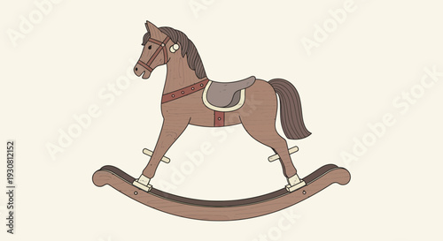 Brown Rocking Horse Toy Illustration.