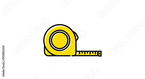 Yellow Tape Measure Icon Illustration.