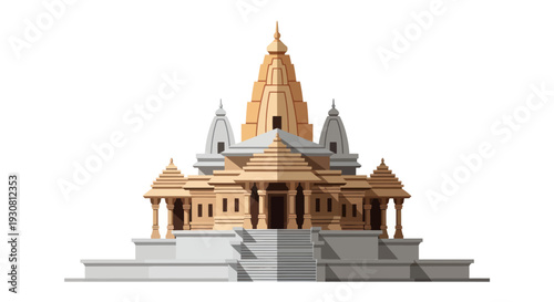 3D Rendering of Hindu Temple Architecture.