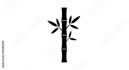 Bamboo Plant Silhouette with Leaves.