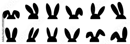 cute easter bunny ears vector icon set

