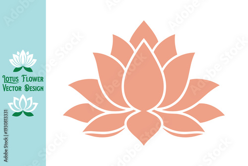 Lotus flower vector illustration. Peach colored lotus flower silhouette for gentle branding. Minimalist floral symbol for beauty, skincare, and maternal wellness. Elegant clean outline. Vector