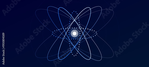 Stunning atomic structure with glowing core and orbiting electrons