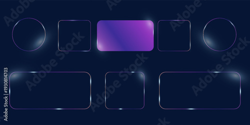 Rangkaian Bentuk Gradien Glassmorphism 3D. Ilustrasi vektor.