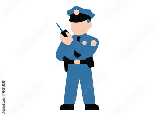 Cartoon police officer with radio