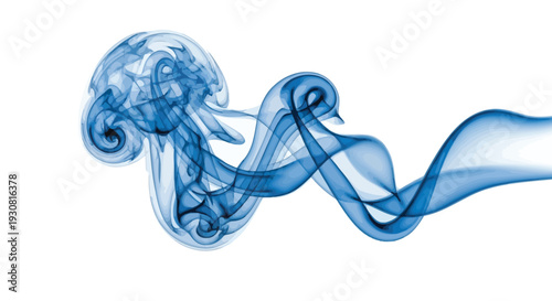 Abstract blue smoke swirl creates an elegant, ethereal, flowing, dynamic.