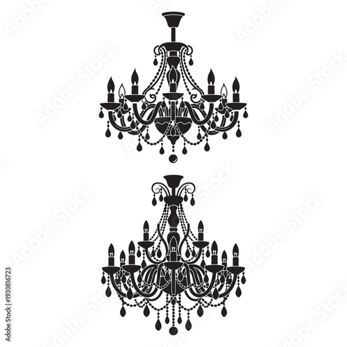 Elegant chandelier silhouette set for interior home decor and luxury lighting concept
