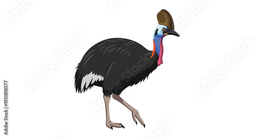 Illustrated representation of a southern cassowary a flightless bird native to tropical forests and grasslands of New Guinea and northeastern