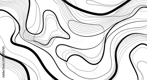 Abstract black and white wavy lines pattern background.