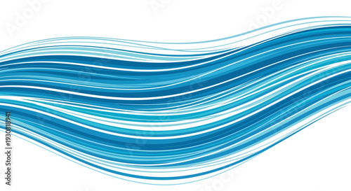 Abstract blue wavy lines on white background.