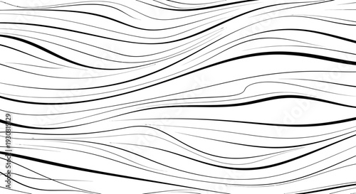 Black and white wavy lines pattern on white background.