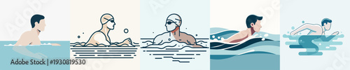 Vector Illustration of Man Swimming