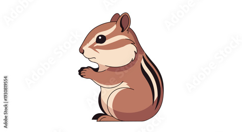 Adorable cartoon chipmunk illustration, a cute small rodent with distinctive stripes, presented on a clean white background