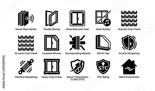 Soundproofing icons: noise reduction solutions for quiet environments
