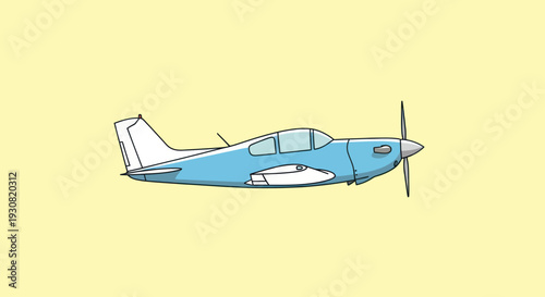 Blue Cartoon Airplane with Propeller.