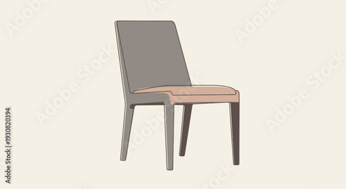 Modern Gray Chair with Wooden Seat.