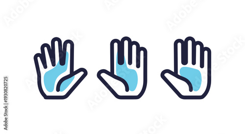 Hand Gestures Illustration with Blue Highlights.