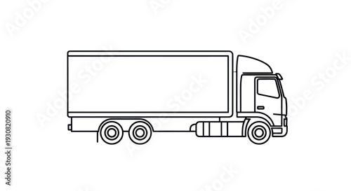 Simple Line Drawing of Truck Vehicle.