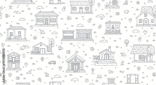 Collection of Simple House Illustrations and Buildings.