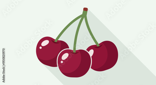 Bunch of Red Cherries with Stems.