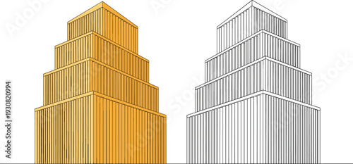 Stacked Shipping Container Warehouse Building Icon in Color and Outline Style for Logistics, Storage, and Industrial Architecture Vector

Keywords: