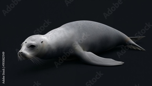 Seal Rests Quietly on a Dark Surface During an Indoor Setting in a Studio Space
