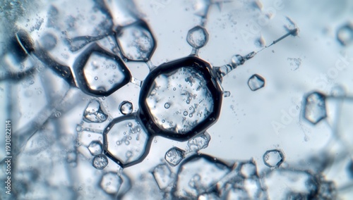 Close up View of Water Droplets and Ice Crystals in a Frozen Environment Duri...