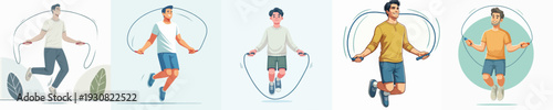 Vector Illustration of a Man Jumping Rope
