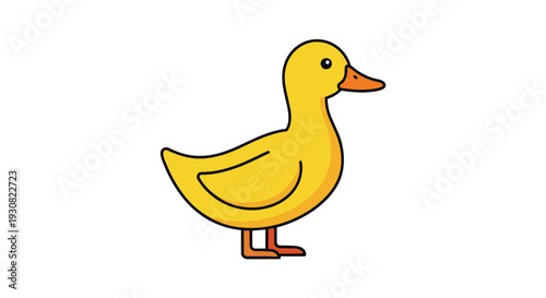 Whimsical Cartoon Yellow Duckling Illustration Simple and Adorable Bird Drawing with Clean Lines Perfect for Children's Content