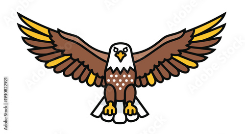 Majestic Eagle illustration with widespread wings against a pristine white backdrop, ready for flight