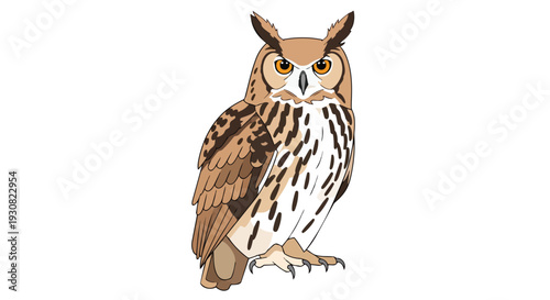 Majestic Owl Illustration Capturing the Essence of Nocturnal Wildlife and Forest Dwellers in a Stylized Design