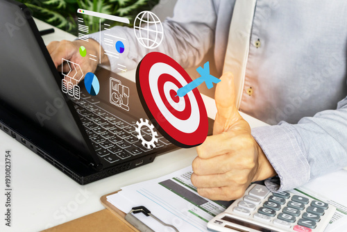 Business concept is confident in setting goals and creating strategies to create a work system plan.