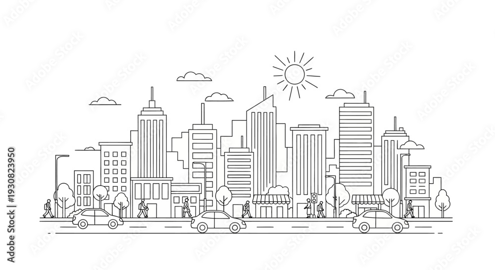 Fototapeta premium City Skyline with Tall Buildings.