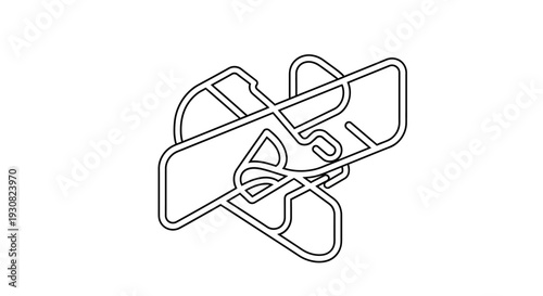 Simple Black Line Drawing of Clothes Peg.