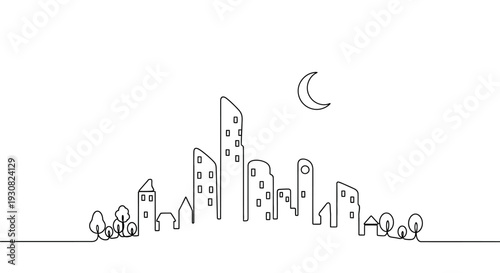 City Skyline at Night Time.