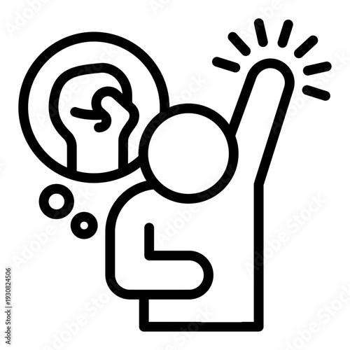 Person having an idea with lightbulb moment icon, vector illustration.