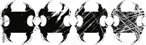 abstract black and white grunge puzzle piece silhouettes in various distressed textures