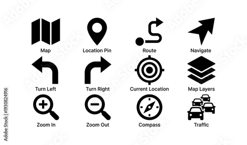 Navigation and map icons for route planning